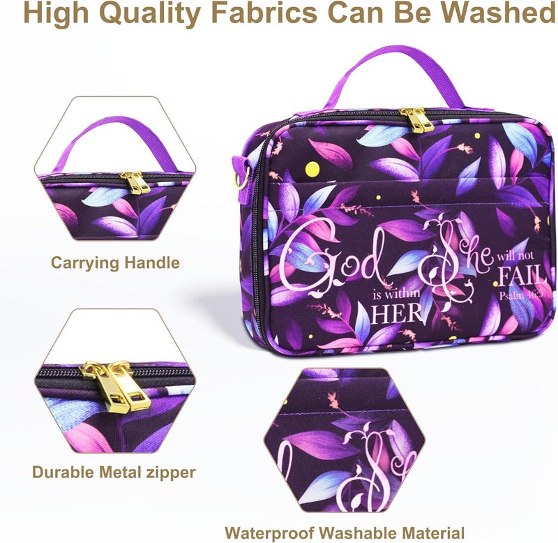 GUEER Bible Cover for Women, Bible Holder, Bible Cover Carrier Carrying Organizer Bag, God is Within Her She Will Not Fall, Zipper and Pockets for Standard Size Bible, Gift for Women（hengban） - Image 5